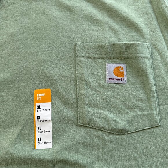 Mens NEW w TAGS Lt GREEN CARHARTT Pocket t shirt XL Loose fit Short Sleeve - Picture 1 of 3